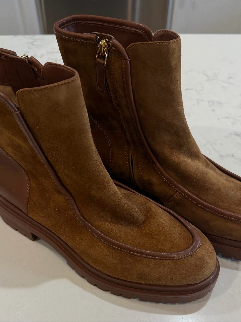 Ralph Lauren Women’s Colby Lug zip booties in brown Suede